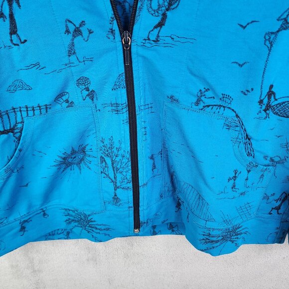 Womens 2 Pc Chicos Spa Blue Graphic Full Zip Jacket & Tank Top Set Size 2 & 3 - Picture 3 of 14